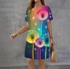 Fashion 3D Print Summer Dress Loose Casual Short Sleeve O-Neck Mini Dress