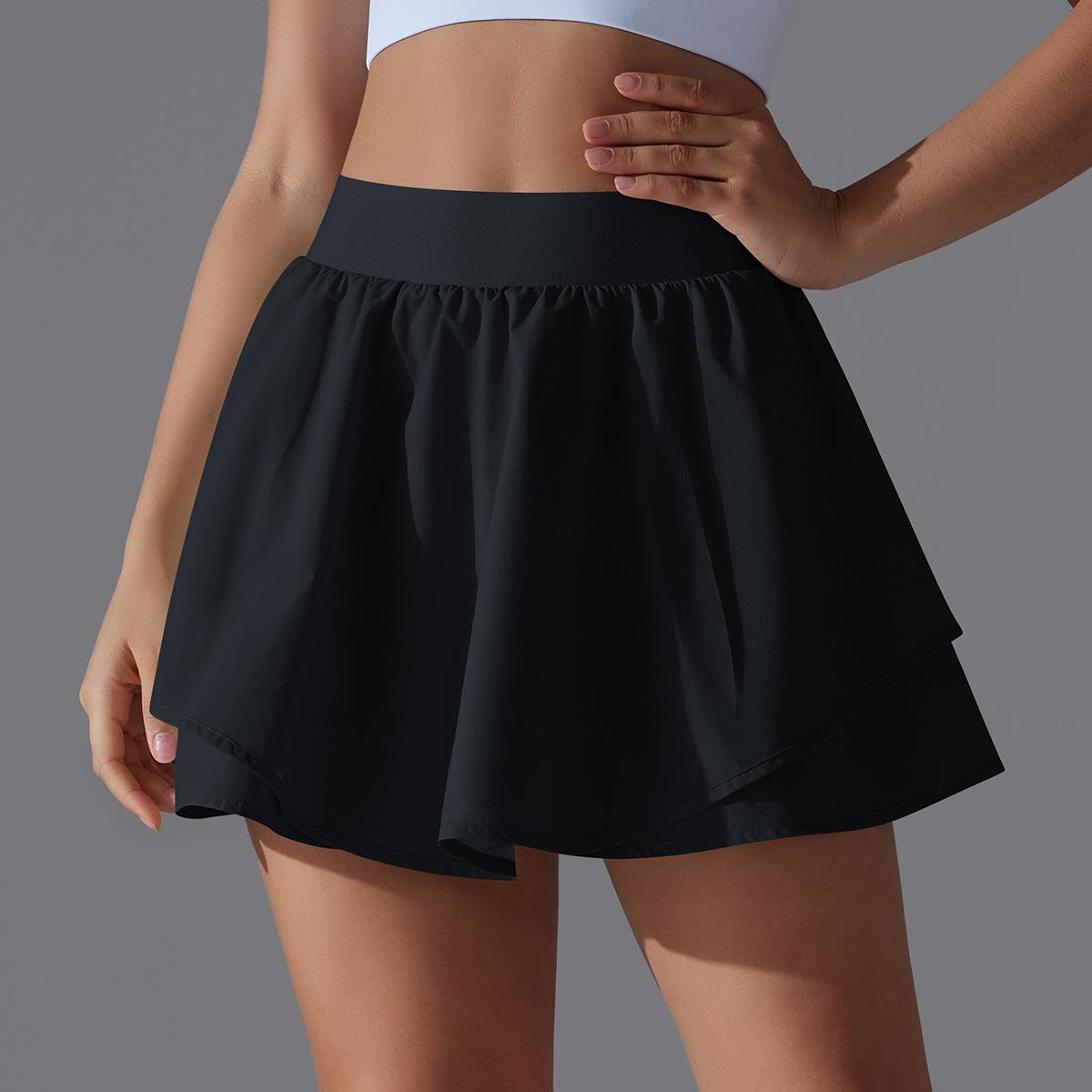 

Однотонная юбка для тенниса с двойным карманом, сексуальная обтягивающая, эластичная, спортивная, для бега, фитнеса, йоги, шорты для женщин L