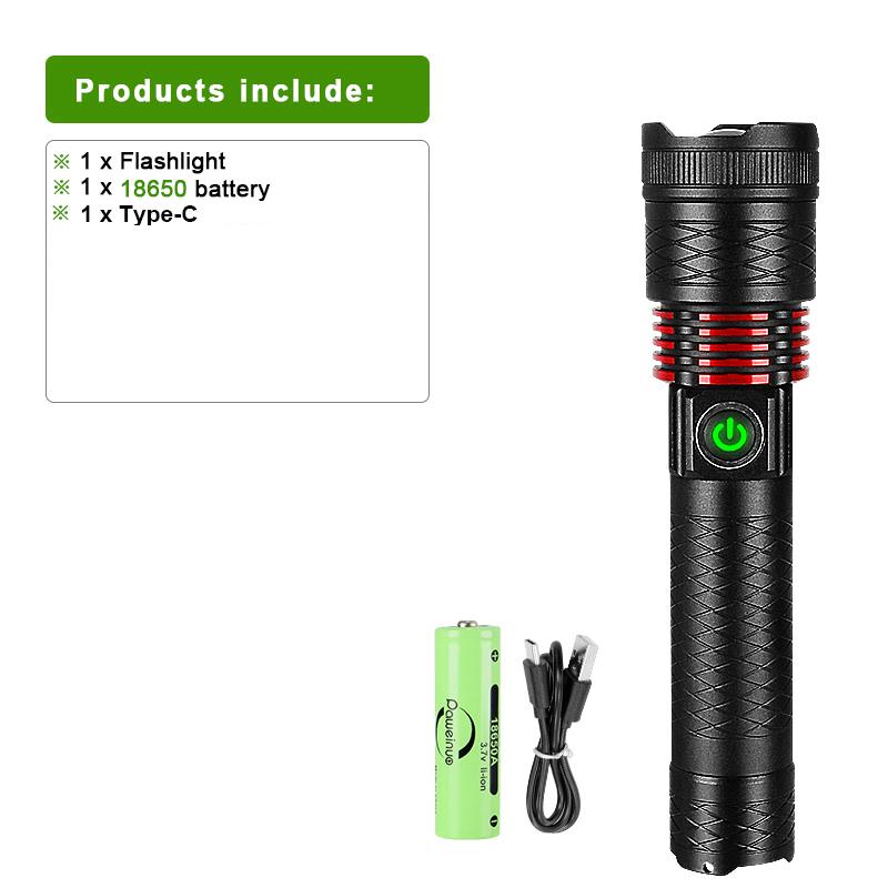 9000LM Rechargeable LED Flashlights White Laser Lamp Beads 2000m Super Bright Flashlight Powerful Lantern Camping Torch