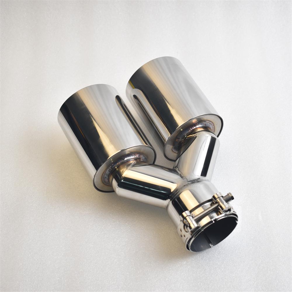 Dual Exhaust Tip 2.5 Inch Inlet To 3.5" Outlet 10" Length Exhaust Tailpipe Tip, 304 Stainless Steel Double Layer Staggered