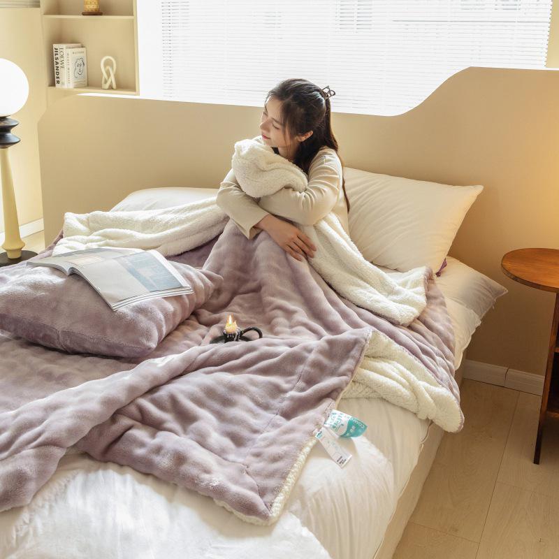 Nuovo Stile Coperta in Velluto con Pelliccia di Coniglio Peluche per Divano o Ufficio