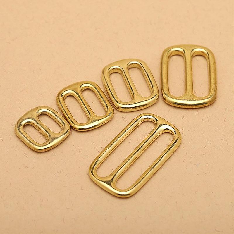 Solid Brass Tri Glides Slide Buckle Rectangle/Square Adjuster Buckle For Leather Craft Bag Shoulder Strap Belt Webbing