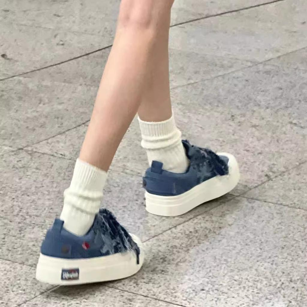 Star denim blue canvas shoes women's 2025 summer and autumn new niche design Korean version of casual sports shoes