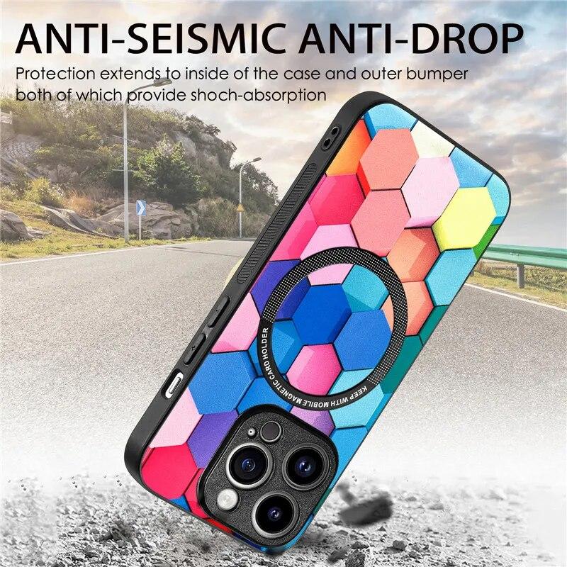 Bunte kabellose Lade-Handyhülle für iPhone 15 Pro Max 14 Plus 13 12 11 SE X für Samsung Galaxy S24 Ultra S23 S21 FE A35 A15 A54 A34 A53 Cover