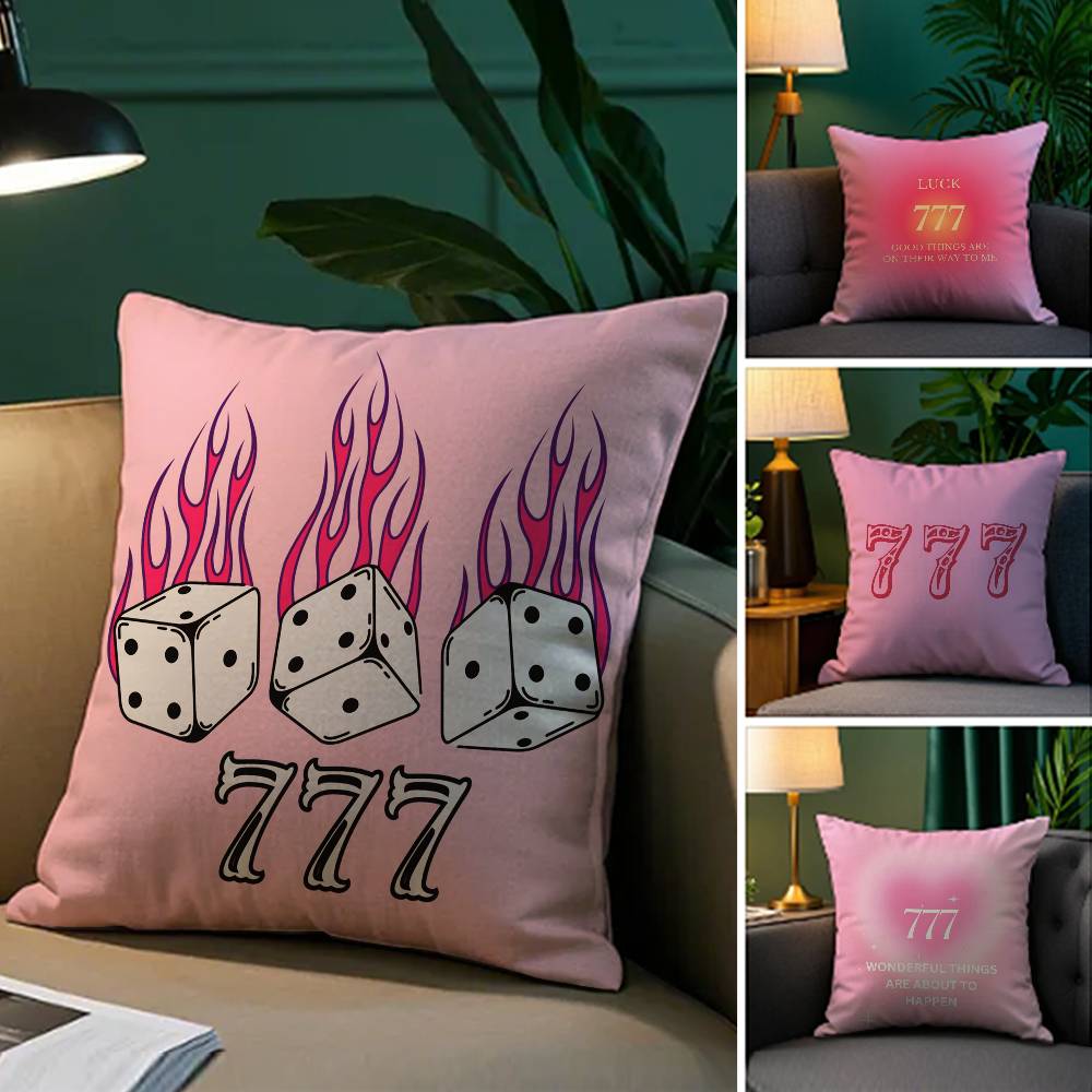 Fashion Pink Number Iucky 7 Pillow Case Comfort Sofa Bed Silky elegant Invisible zipper Decorative cushion cover