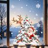 Waterproof PVC Christmas Ornaments Xmas Tree Santa Window Sticker, Static Cling Snowy Elk Decal Decal, Removable for Glass Doors Windows Claus Pattern