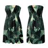 Womens Summer Casual Elasticated Sleeveless Strapless Midi Dresses Flowy Boob Tube Sheering Pleated Swing Sundress