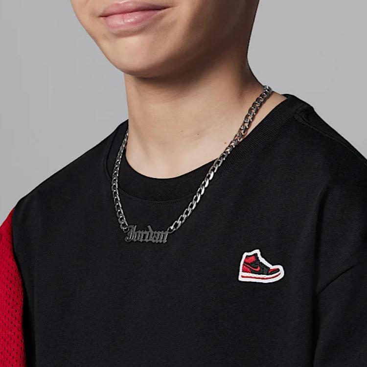 Jordan T-Shirt Round Neck Fashion Versatile Short Sleeve Kids tops Black HF2078-011