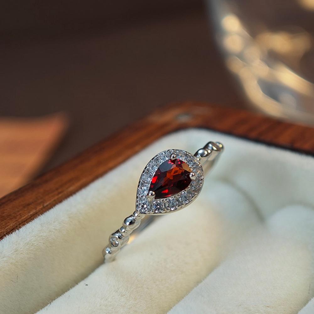 Birnenförmiger Citrinring S925 Silber Palaststil 925 Sterling Silber Zirkon Einzigartige Wassertropfen Mädchenringe