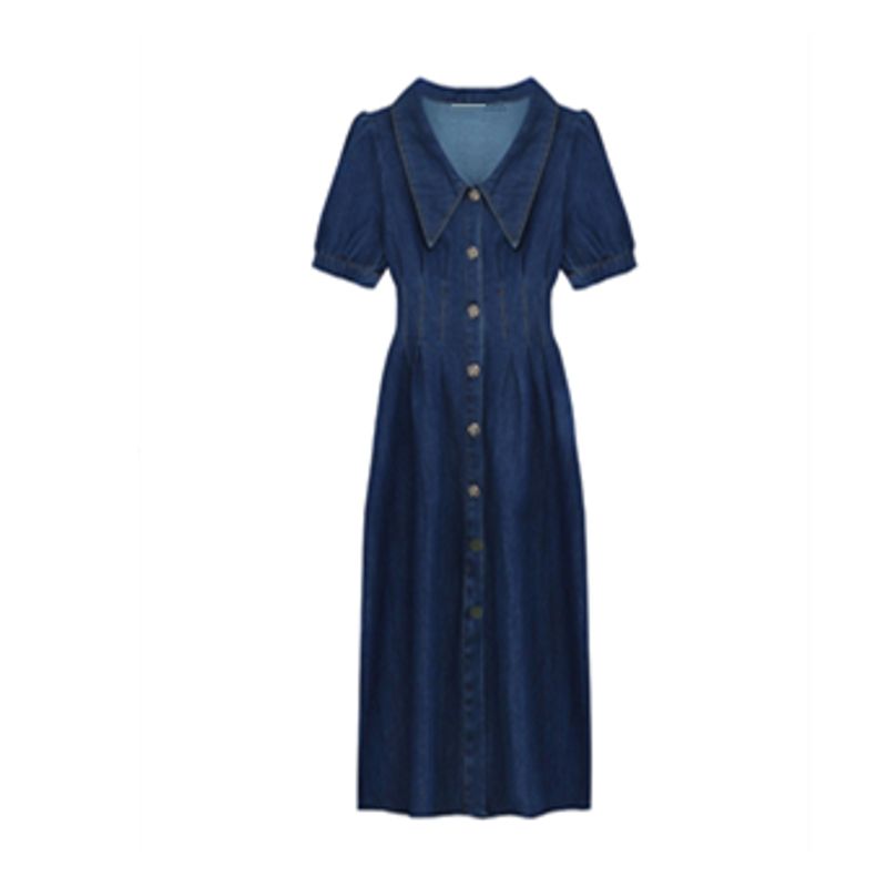 

Amazon Retro Denim Dress Oversize Women s Clothing Dark blue Plus size L