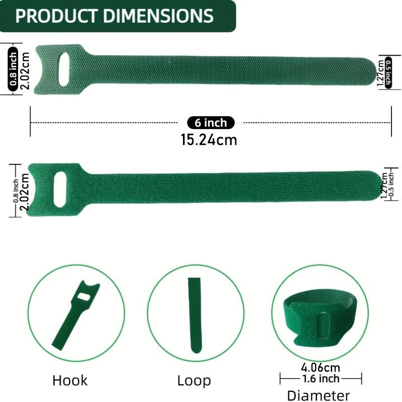 100 Reusable 6-inch non-slip nylon plant ties with Velcro clasp, green, for climbing plants, garden maintenance tool