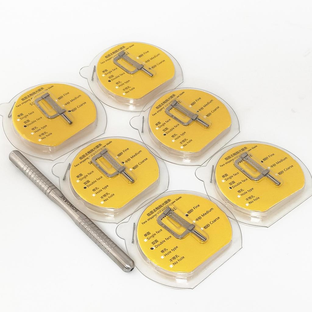 Bandes automatiques de réduction d'émail interproximale dentaire, poignée à Double face, Surface de ponçage en diamant avec trou