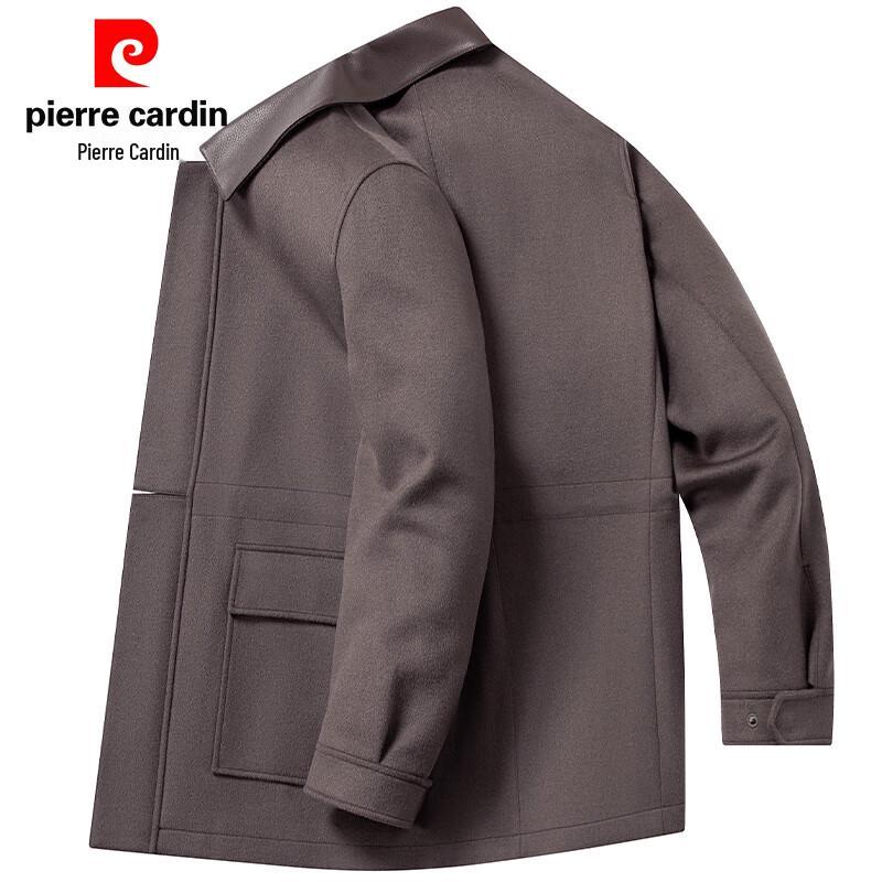 Pierre Cardin Men's Pure Wool Leather-Collar Jacket