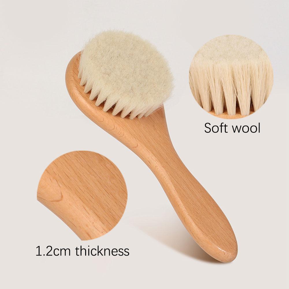 Newborns Baby Soft Hair Brush Ultra-Soft Natural Wool Bristles Brush Promotes Health Scalp Hair Growth For Hair Care Massage