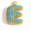 Capital A-Z Initial Letter Pendants Pave Blue Synthetic Stone Minimalist Jewelry Charm for DIY Craft Accessory