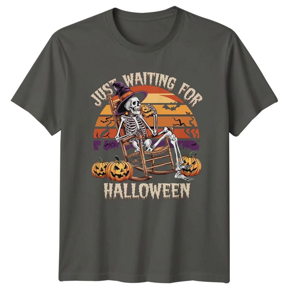 Just Waiting For Halloween TShirt Skeleton Halloween Gift For Him And Her S