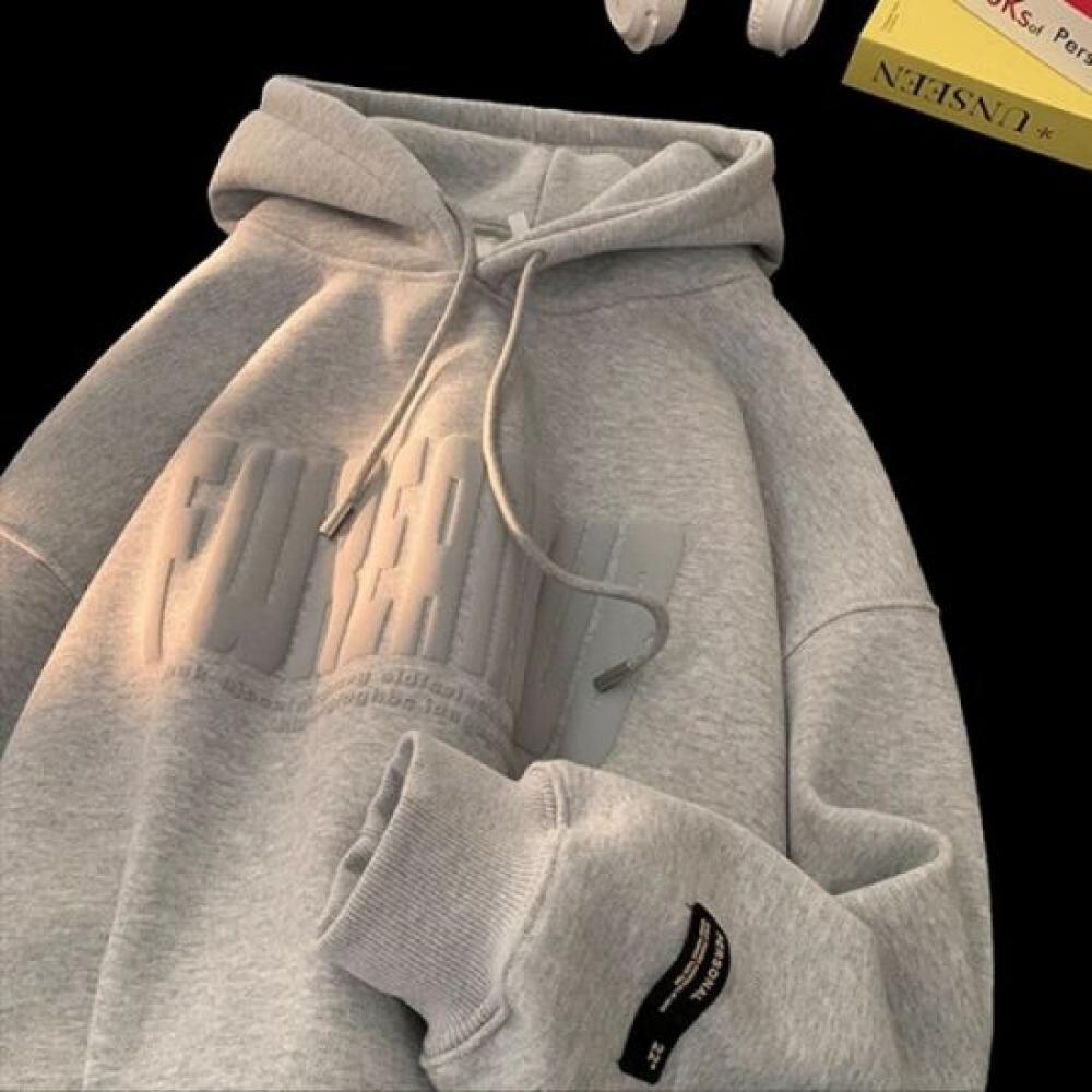 Navava Unisex Lettering Long Sleeve Fleece Hoodie Sweatshirt Nt2074