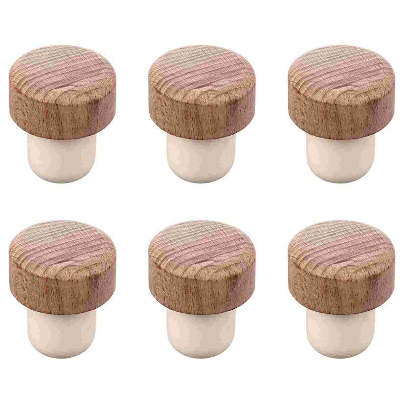 

6 Pcs 29Mm Wooden Wine Bottle Sealing Plugs Durable Strong Material Easy Operation for Red Wine Airtight Storage бежевий