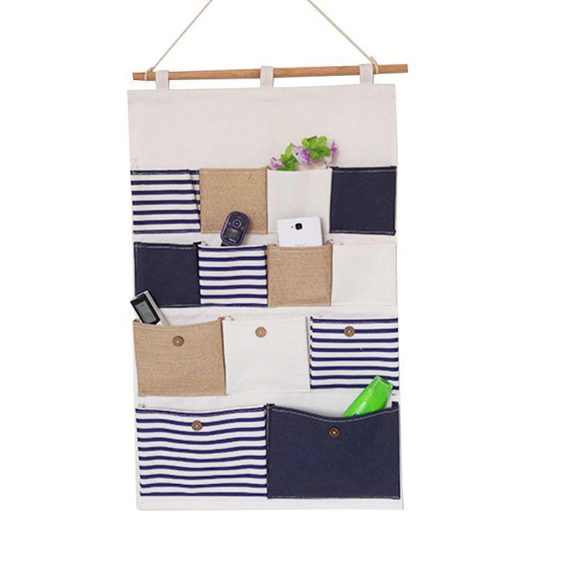 Multi-layer Fabric Hanging Storage Bag for Dormitory and Wardrobe Door, Wall-Mounted Phone Organizer
