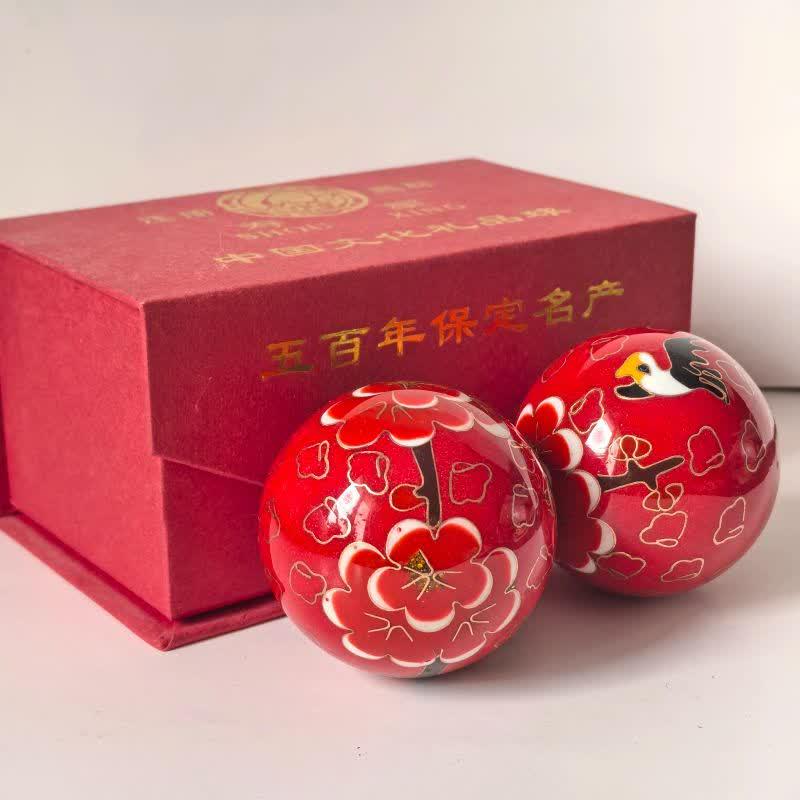 Blue Dragon Phoenix Wooden Baoding Health Balls