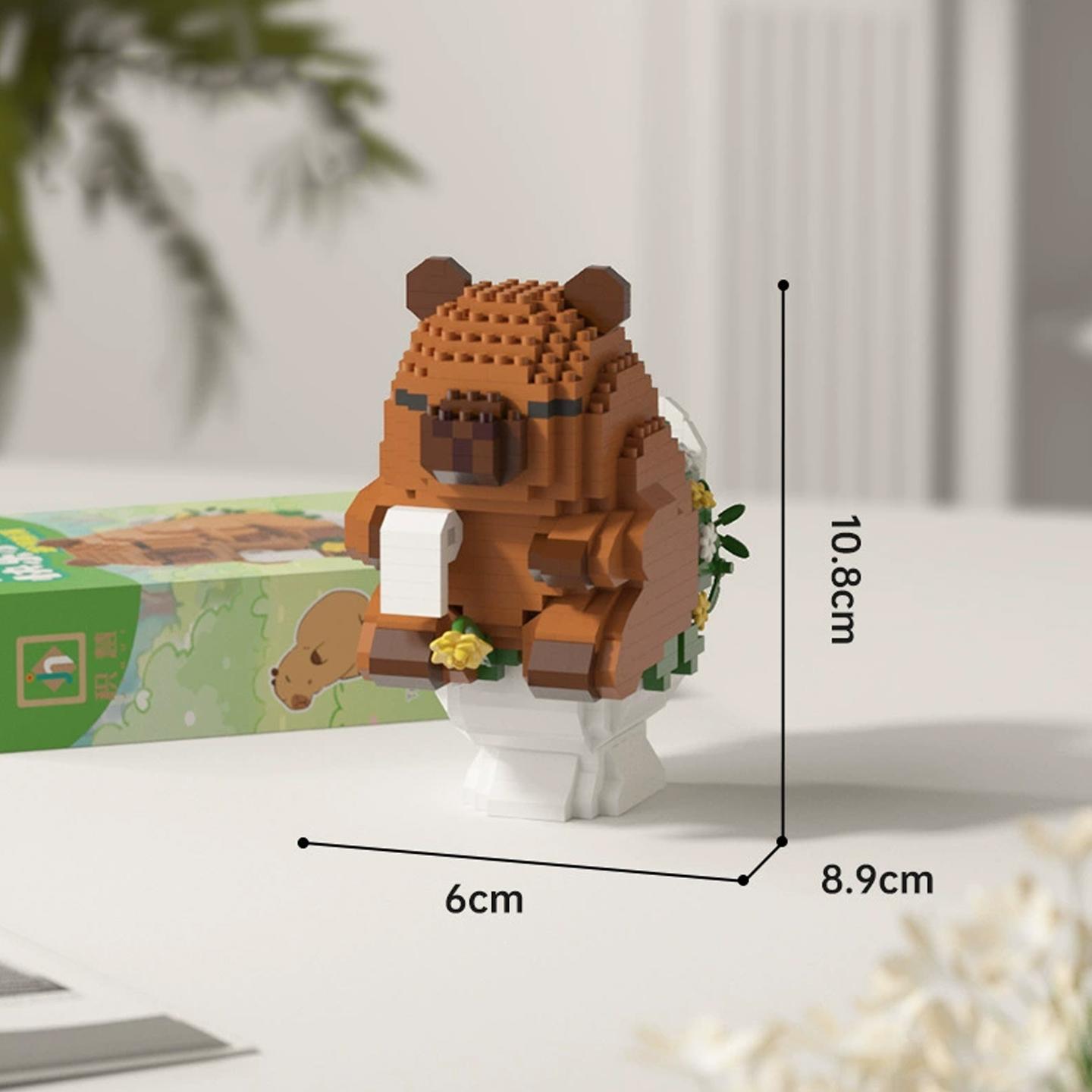 Schattige Capybara Doe-het-zelf Bouwstenen Set - Schattig Water Cavia Bureaublad Decoratie Cartoon Dieren Model Leuk Speelgoed voor Verjaardagscadeau brown