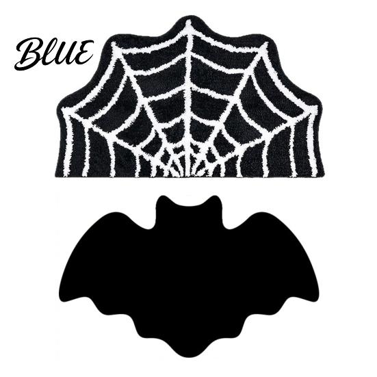 Fade Resistant Floor Bathroom Rug Web Mat Bath Carpet Spider Halloween Gothic Non-slip Mat Black Bat Rug for Home