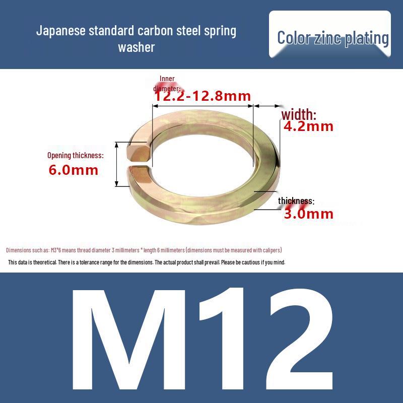 Level 8 Blackened Stainless Steel Anti-Slip Spring Washer, Japanese Standard, Sizes M6, M8, M10, M20.