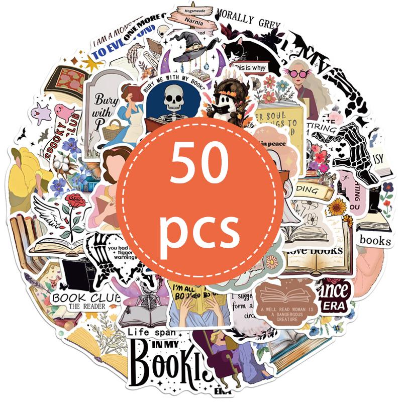 50 ШТ. Стикеры для книг Kindle Романтика Книжные Стикеры с Литературными Цитатами для Бутылок с Водой Чехлов Телефонов Ноутбуков Подарков Наклейка