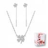 925 Silver Chain Hanging Earrings Pendant Four Leaf Clover