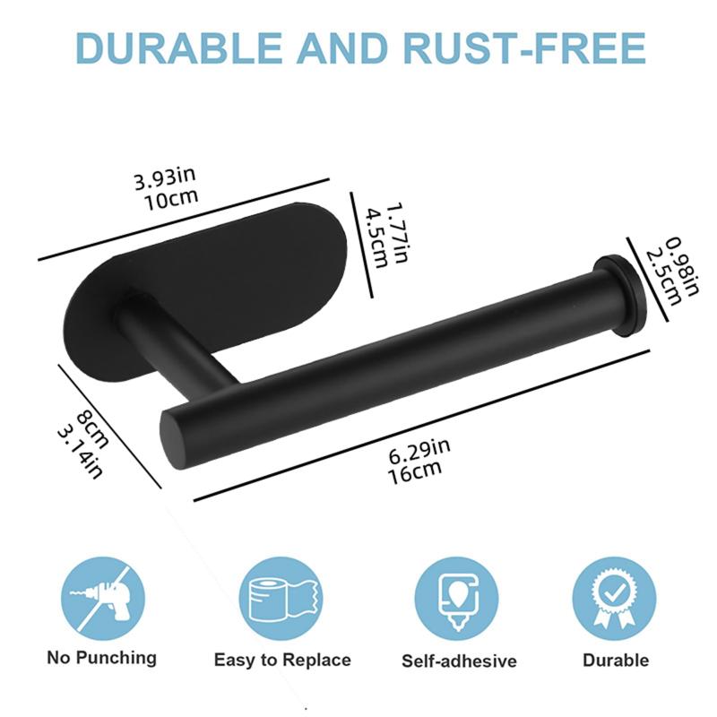Stainless Steel Paper Towel Holder Adhesive Toilet Roll Paper Holder No Hole Punch Kitchen Bathroom Toilet Lengthen Storage Rack