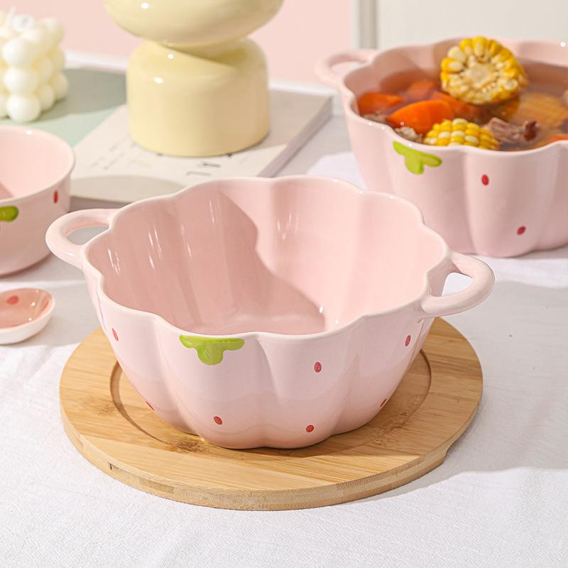 Underglaze Color Ceramic Tableware Set Bowls Plates Spoons Forks High Aesthetic Salad Dessert Dishes