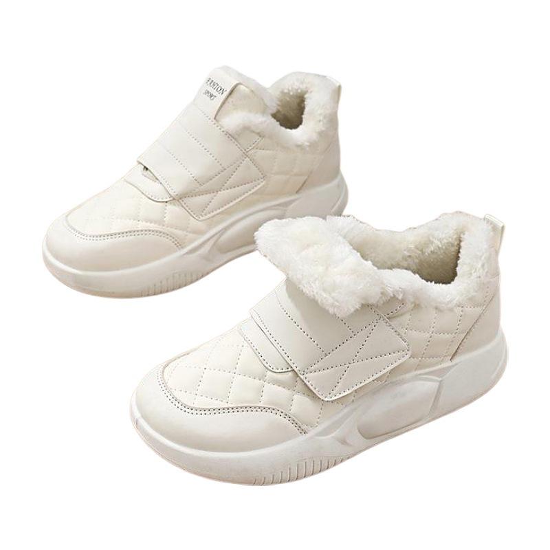 Stepping On Shit Feeling Velvet Warm Cotton Shoes Women's 2025 Winter New Large Cotton Velcro Bread Casual Student Snow Boots