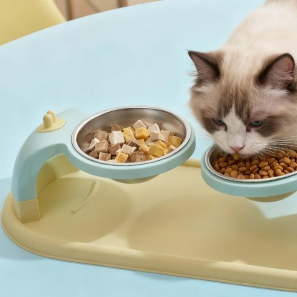 Dog Food Bowl Cartoon Elevated Pet Feeder Non-Slip Base Anti-Tipping Suspended Cat Bowl Anti-leak Water Food Bowl Dog Watering