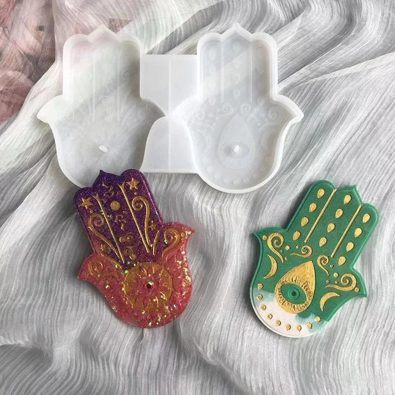 2-Chamber Palm Silicone Mold  Hand Cement Aromatherapy Bracket Tray DIY Concrete Coaster Handicraft Mold