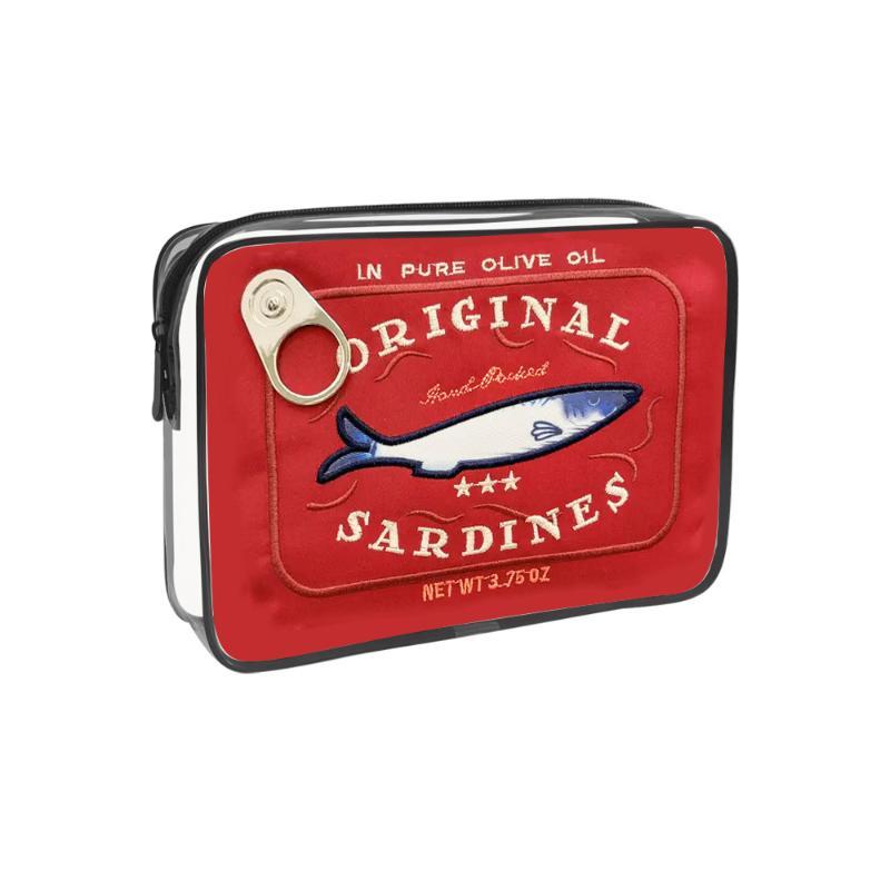 Sardines en Conserve Sac de Voyage Cosmétique pour Femmes Mignon Sac de Toilette Créatif Portable Mode Fermeture Éclair Multifonction Pour Vacances du Weekend