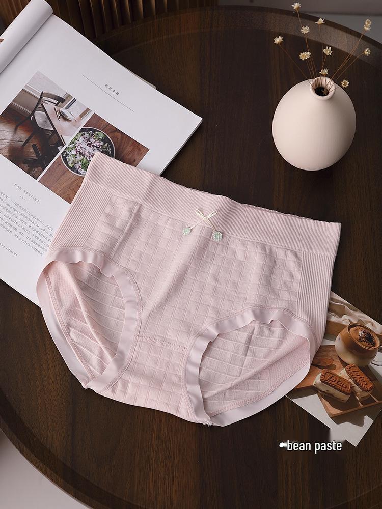 Japanese Waffle Seamless Women's Tummy Control Breathable Cotton Mid-Waist Hip-Lifting Plus Size Triangle Panties