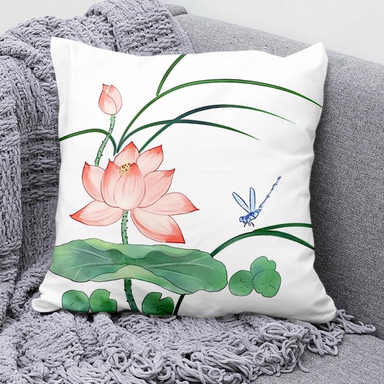 Car Living Room Sofa Cushion Cover Luxury Home Decoration Pillow Cover Chinese Style Lotus Koi Pattern