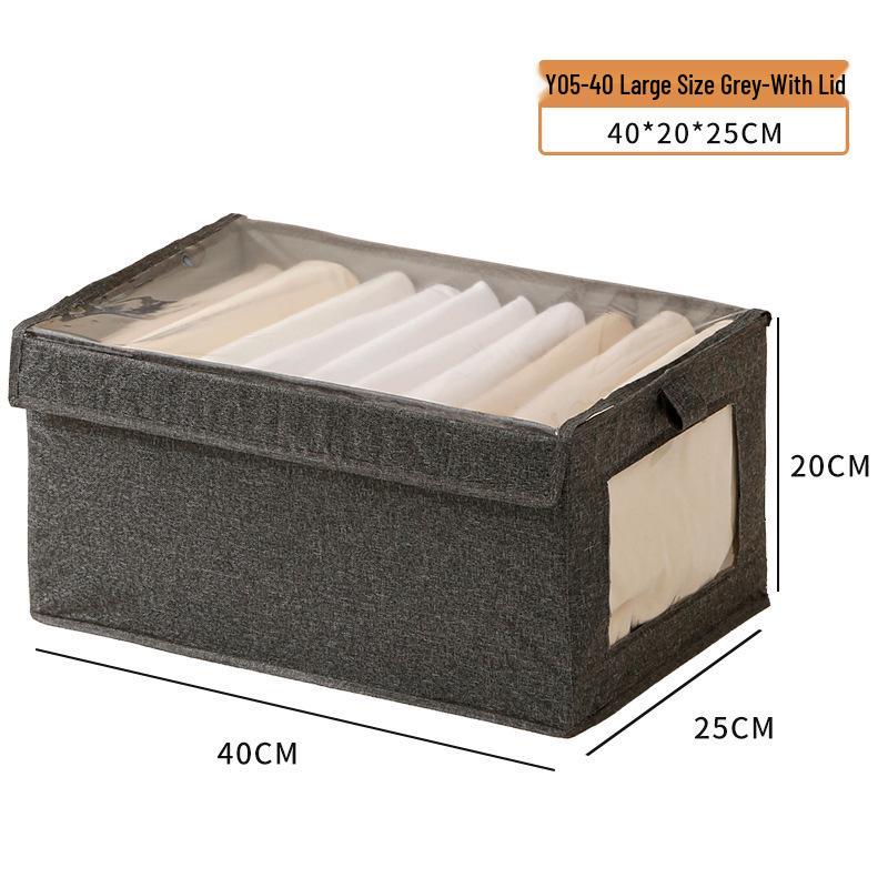 Cotton & Linen Foldable Storage Box with Window for Clothes