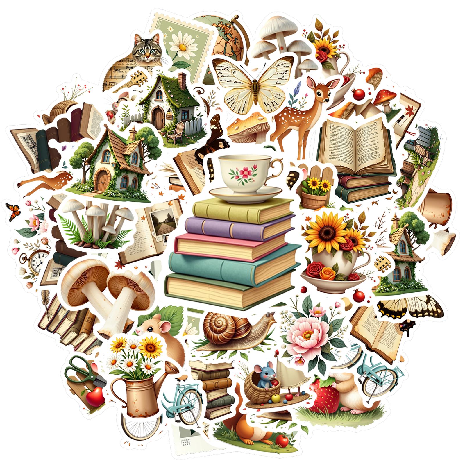 

35pcs Retro Stickers Aesthetic Hand Accounting Scrapbooking Decoration Decals Diy Material Stationery Graffiti Decals Supplies