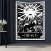 Black Tapestry Wall Hanging Psychedelic Sun Tarot Hippie Astrology Background  Room Boho Decor