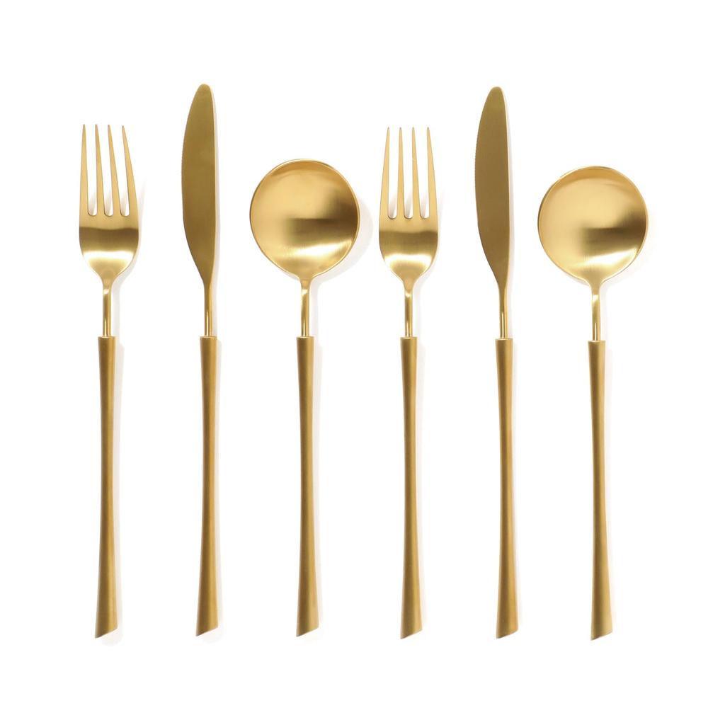 Francfranc Pair of Cutlery, 6-Piece Dinner Set, Gold