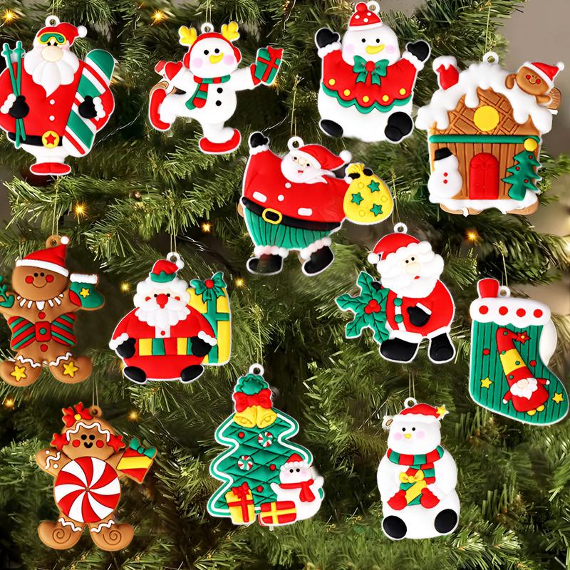 Gingerbread Ornaments 12 Pieces Christmas Tree Decorations Set Snowman Ornaments Christmas Tree Decor For Family And Friends