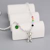 Rainbow Round Beads Bear Necklace Women'S Niche Versatile Emerald Design Light Luxury Trend Jewelry
