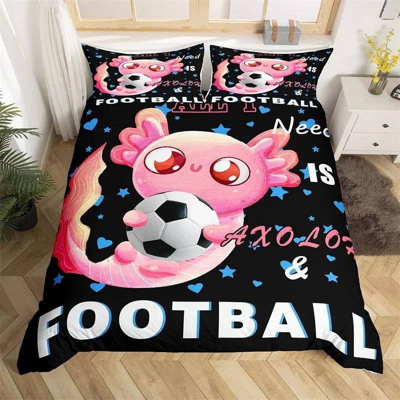 Cartoon Salamander Bedding Set, Maple Leaf Duvet Set, Microfiber Marine Life Three-Piece Set.