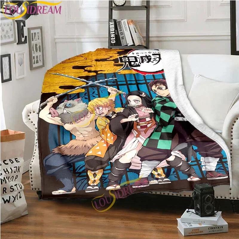 Japanese Anime Demon Slayer Printed Blanket Living Room Bedspread Sofa Travel Office Throw Blanket Quilt 5 Size