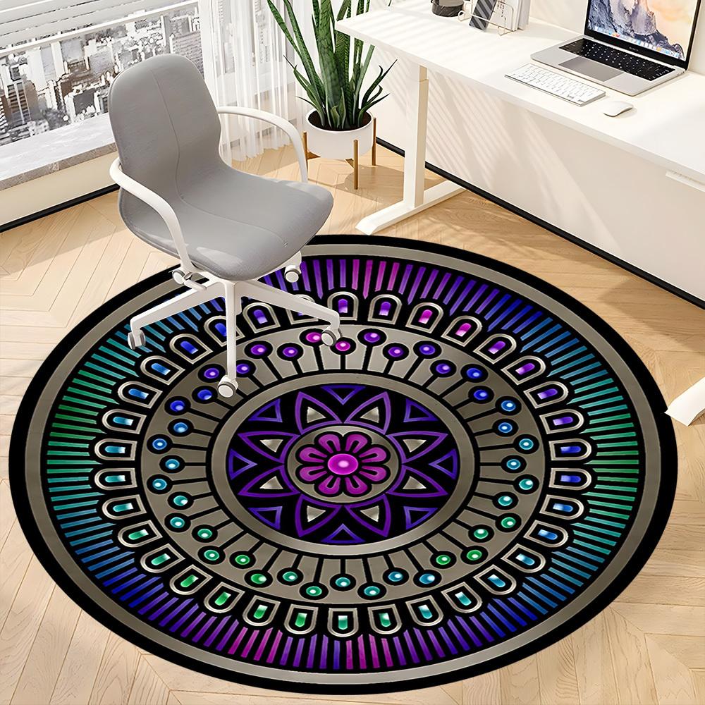 1pc Mandala Design Office Round Area Rug, Under Office Chairs Bedroom Living Room Home Decor, Room Deco, Available in Various Sizes