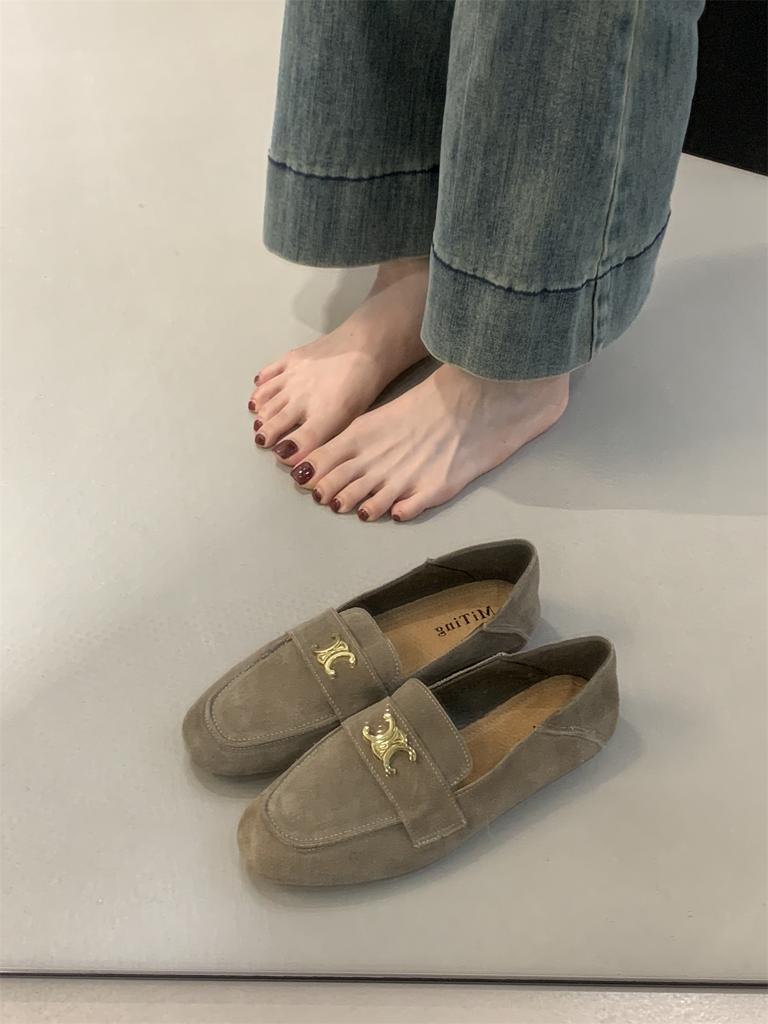 Slip On Loafers for Mum Lazy French Flats Shoes Leather Daily Maternity Driving Shoes Autumn Oxfords Thomas Shoes Zapatos Mujer