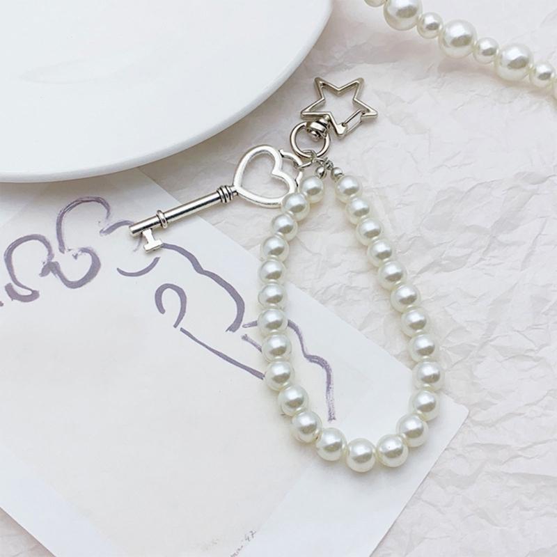 Delicate Hangings Pendant Decoration Fashionable Keychain Pendant Pearls Rings Phone Accessory Chic Purse Hangings