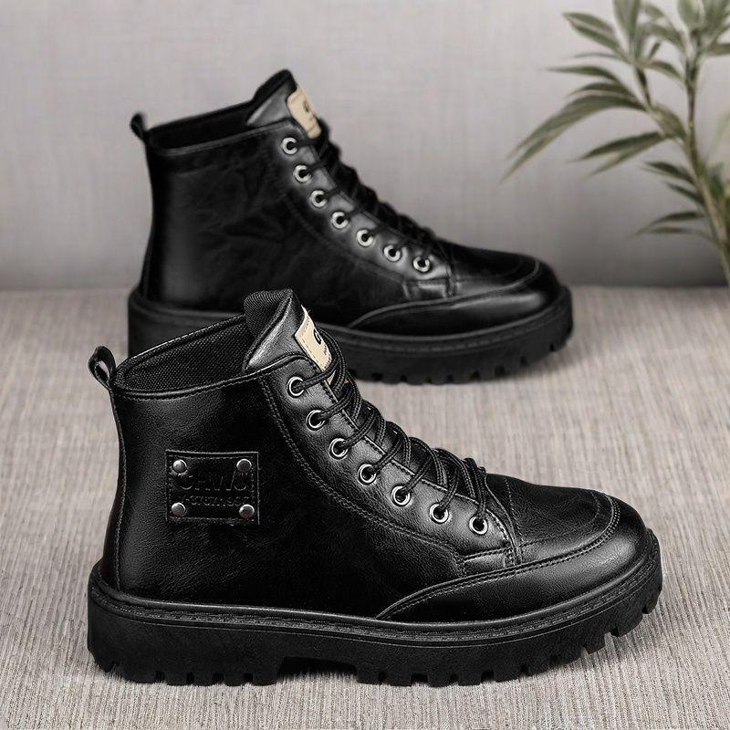 

Ботинки Martin мужские зимние высокие повседневные кожаные ботинки в британском стиле черные кожаные ботинки локомотив грязезащитные рабочие ботинки 44 чёрный