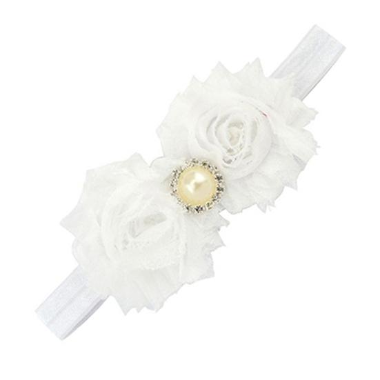 Baby Kleinkind Mädchen Strass Faux Perle Blume Stirnband Haarband Kopfschmuck für den täglichen Gebrauch